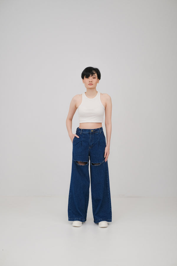 Jessica Ripped Jeans Dark Blue - Ambra La Moda