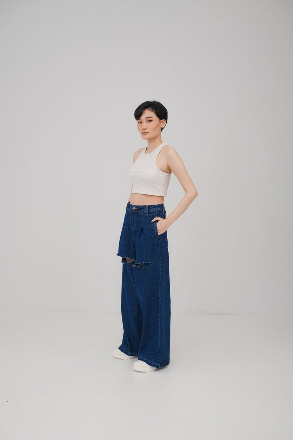 Jessica Ripped Jeans Dark Blue - Ambra La Moda
