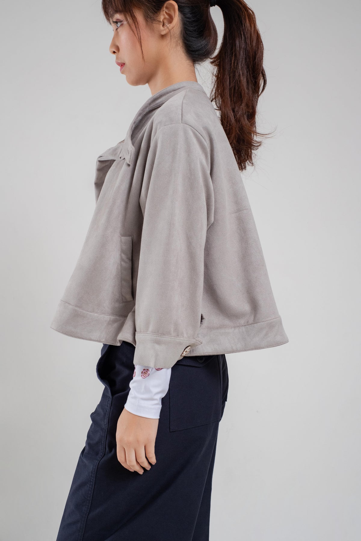 Twirl Suede Jacket Grey - Dua Design