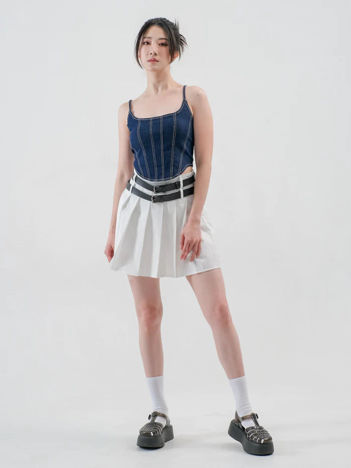 Ivy Corset Denim Dark Blue - Ambra La Moda