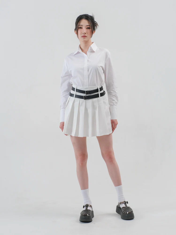 Emery Tennis Skirt White - Ambra La Moda