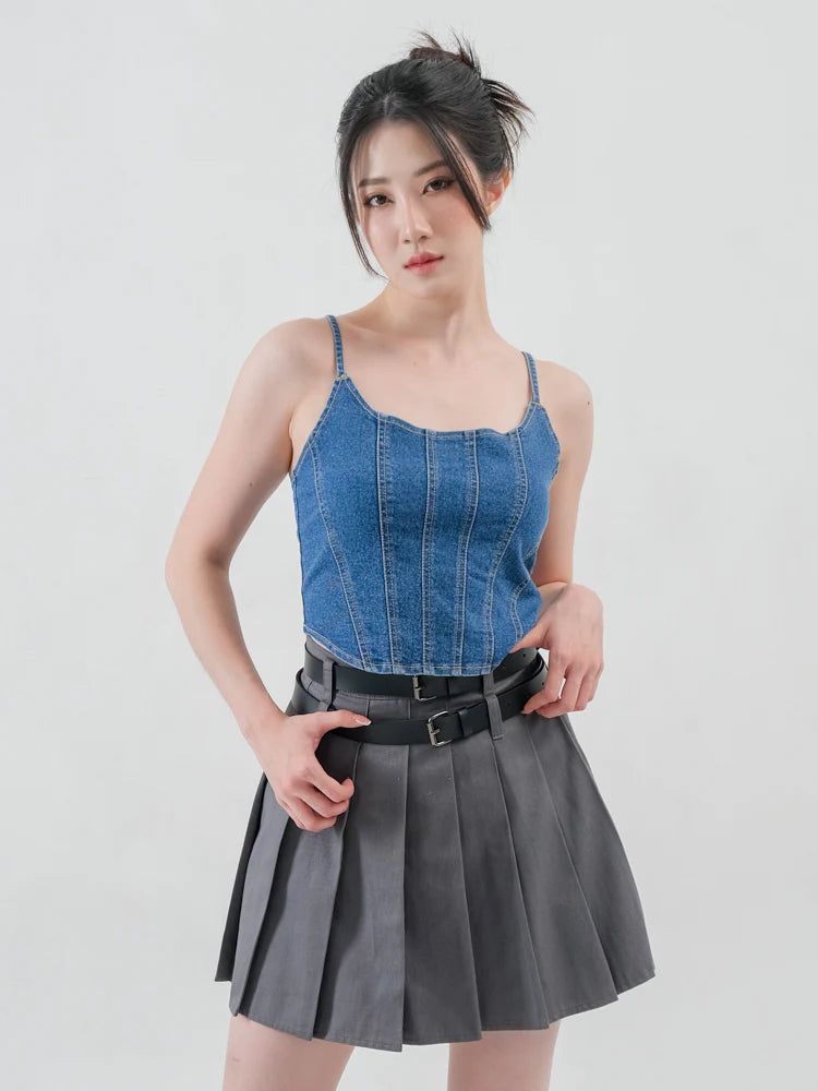 Ivy Corset Denim Medium Blue - Ambra La Moda