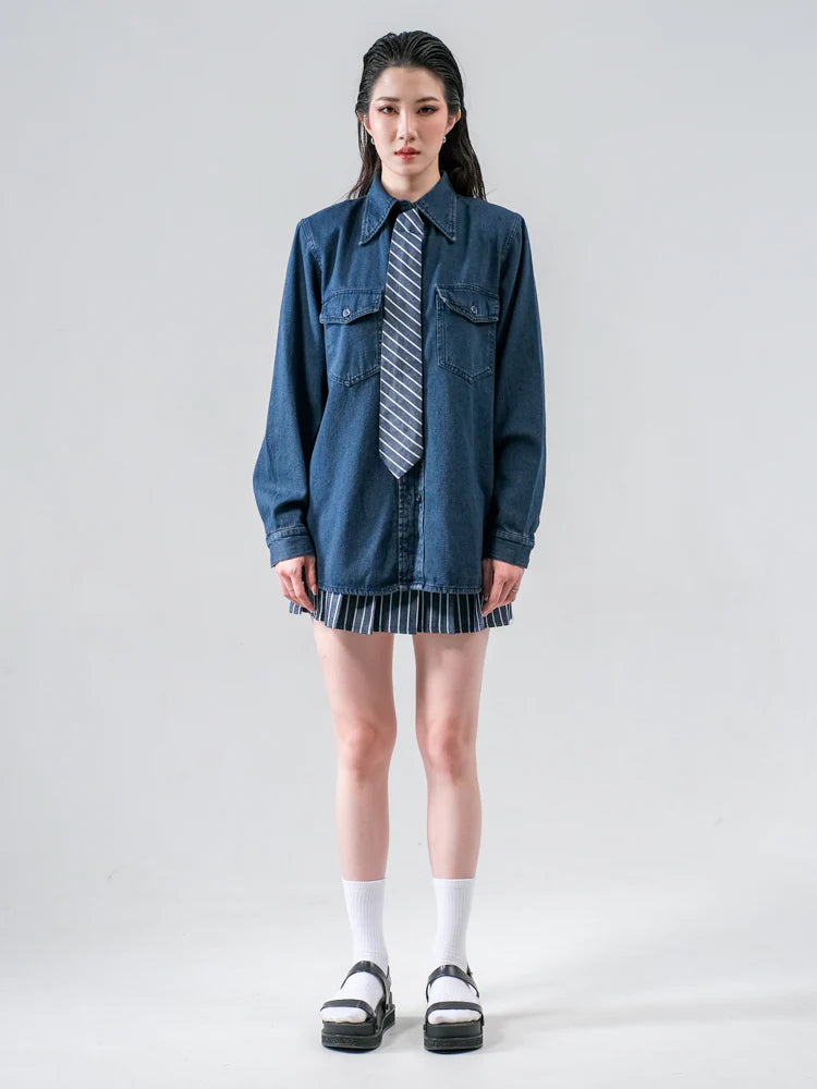 Frankie Shirt Dark Denim - Ambra La Moda