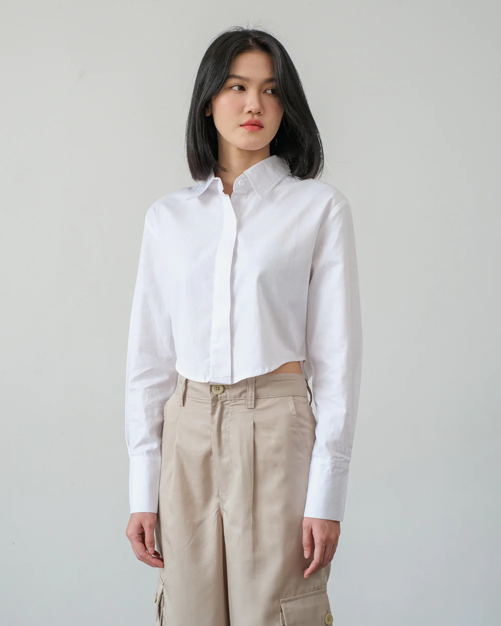 Louis Crop Shirt White - Ambra La Moda