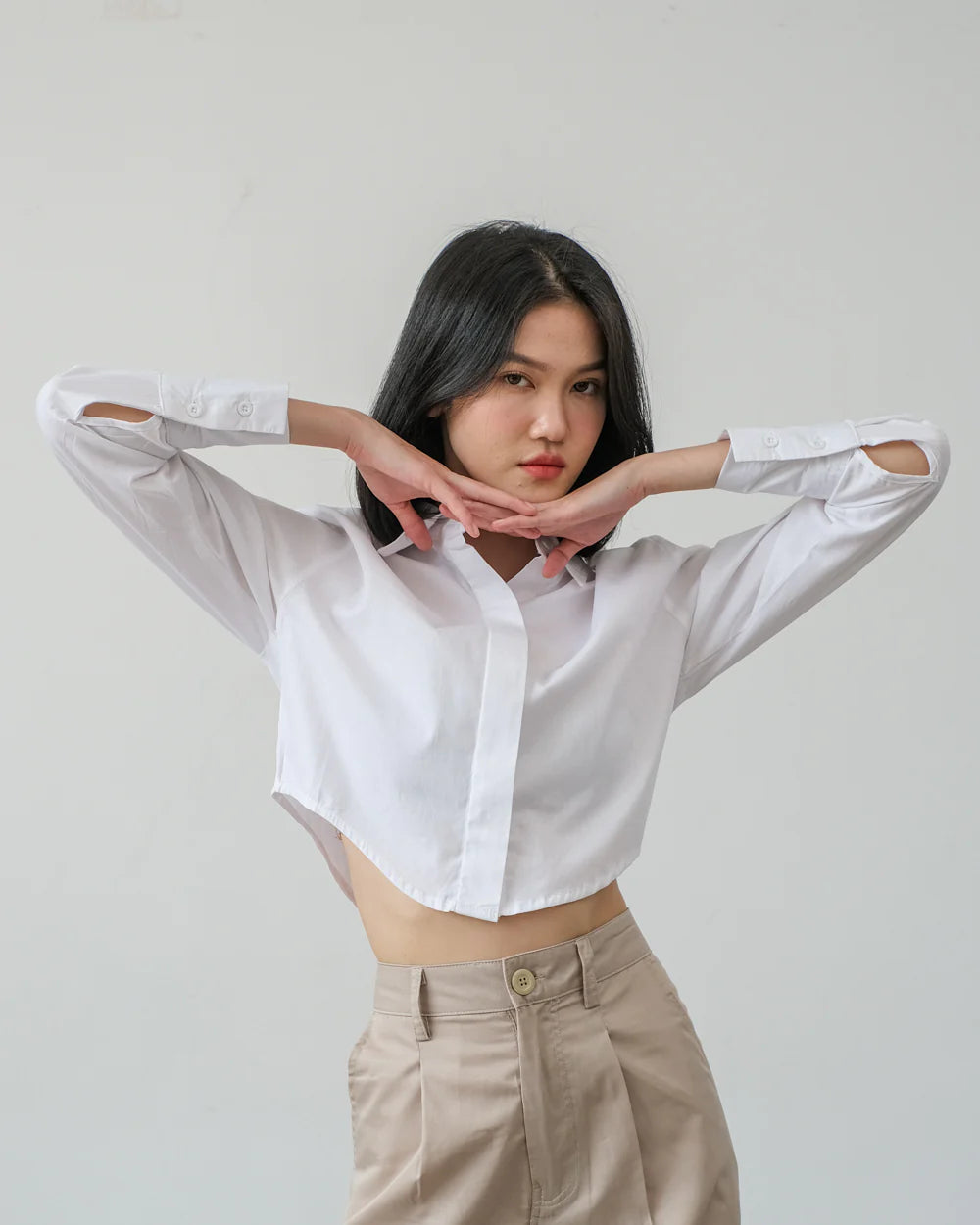 Louis Crop Shirt White - Ambra La Moda