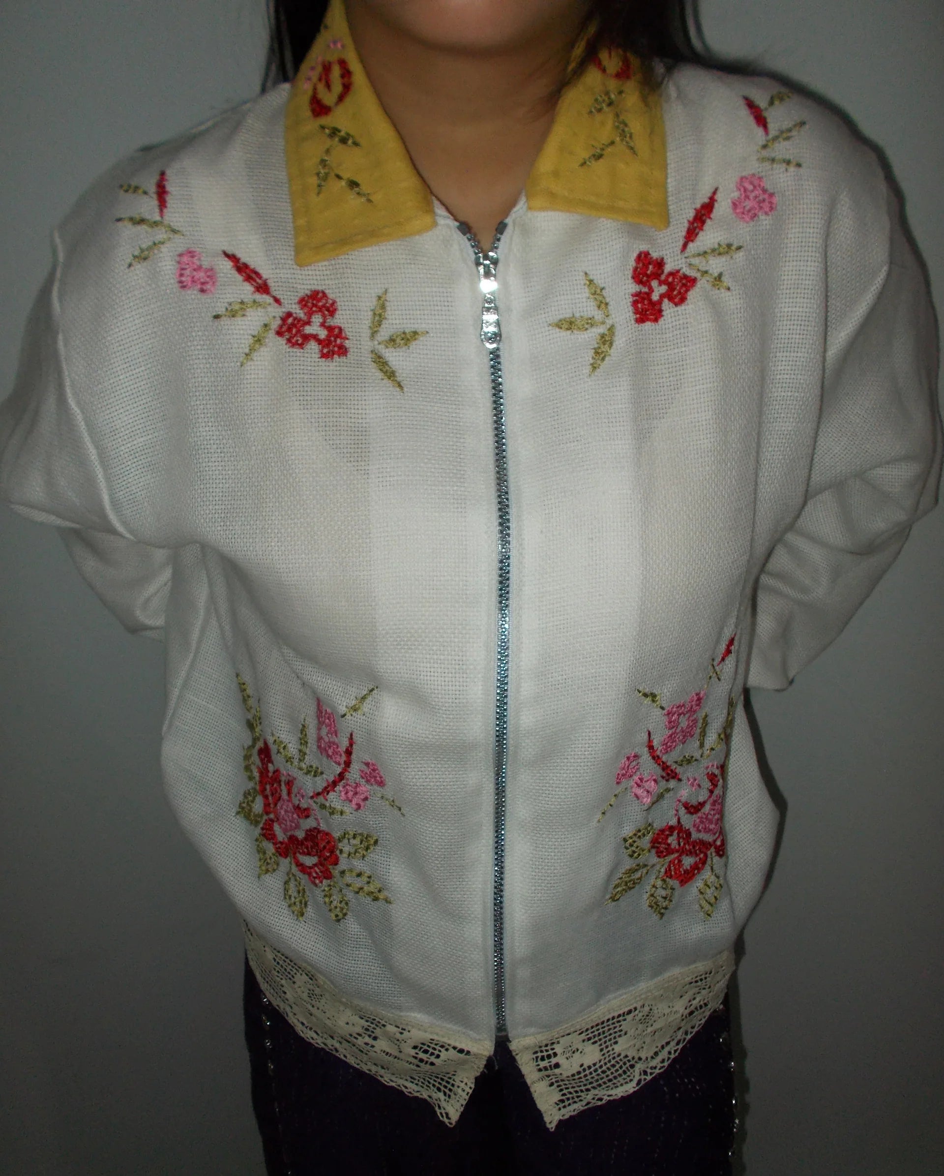 Hanna Cross-Stitches Jacket White - Toko Didiyo
