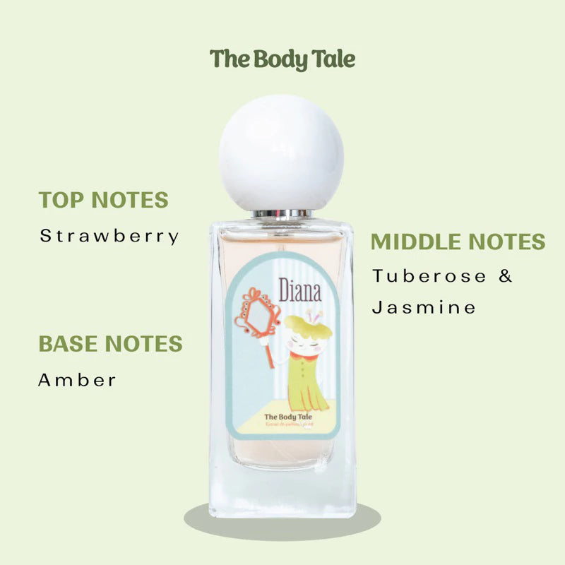 Diana Extrait De Parfum by The Body Tale โ playful fruity floral perfume with amber base.
