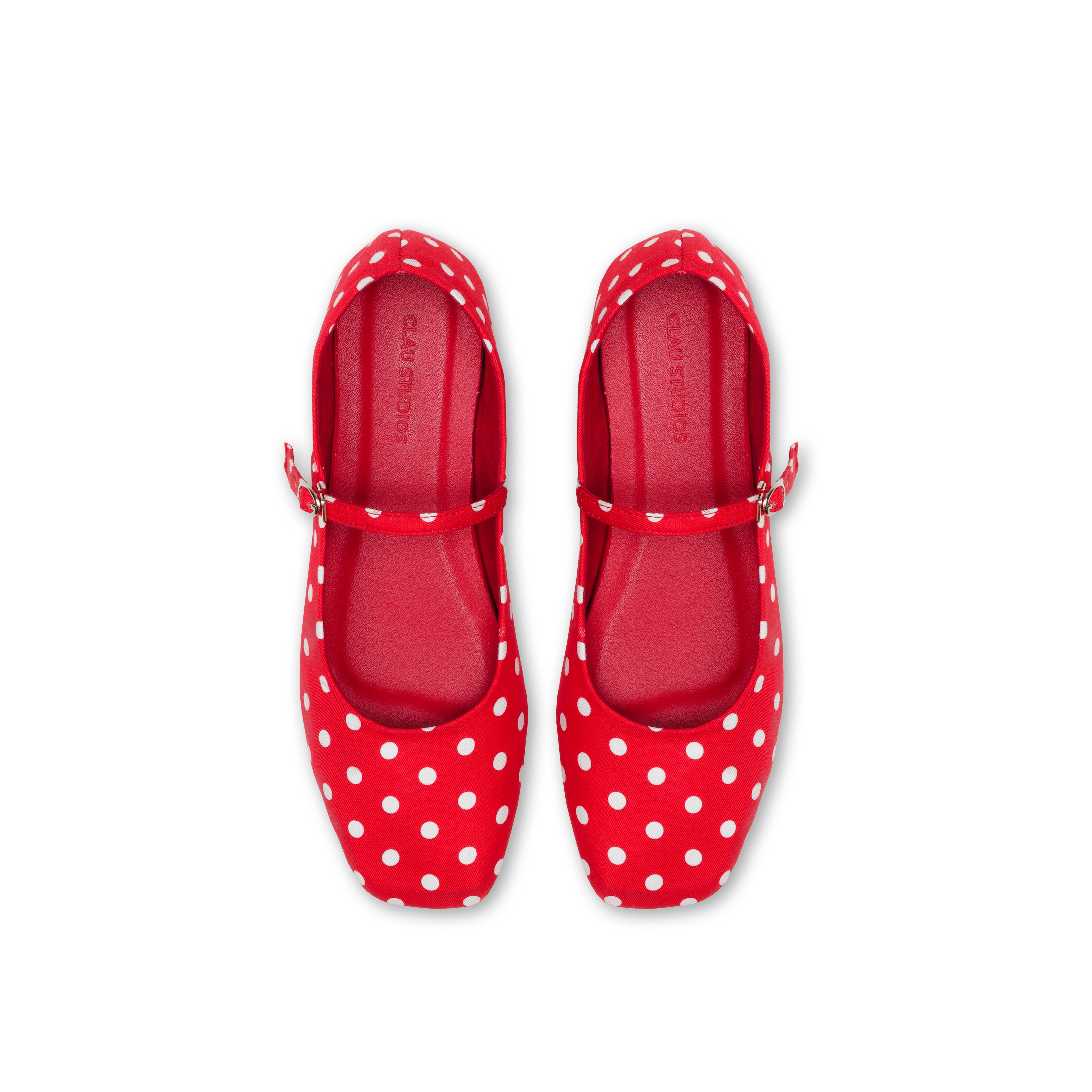 Dotte Polkadot Flats Cherry Red - Clau Studios