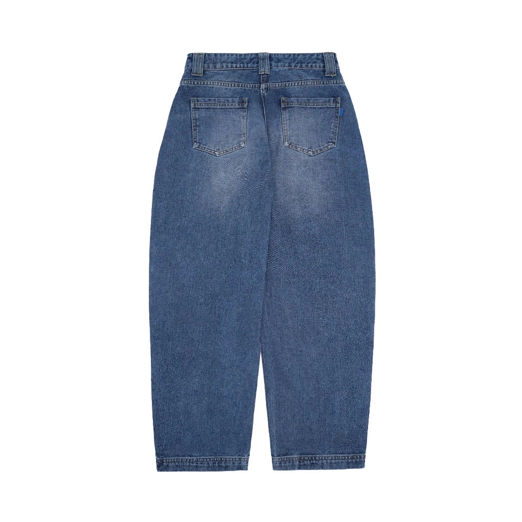 Edden Barrel Pants Sprayed Blue Wash - Daile