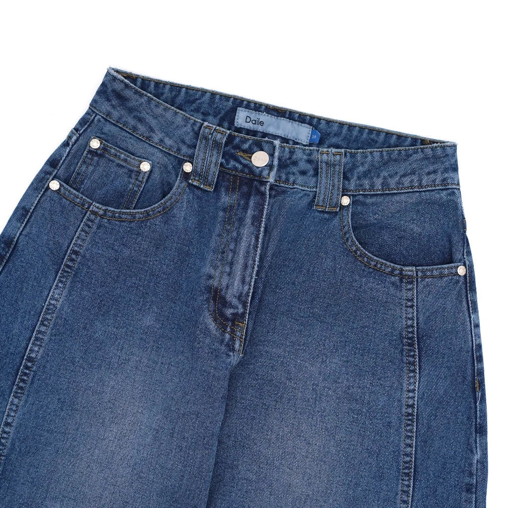 Edden Barrel Pants Sprayed Blue Wash - Daile