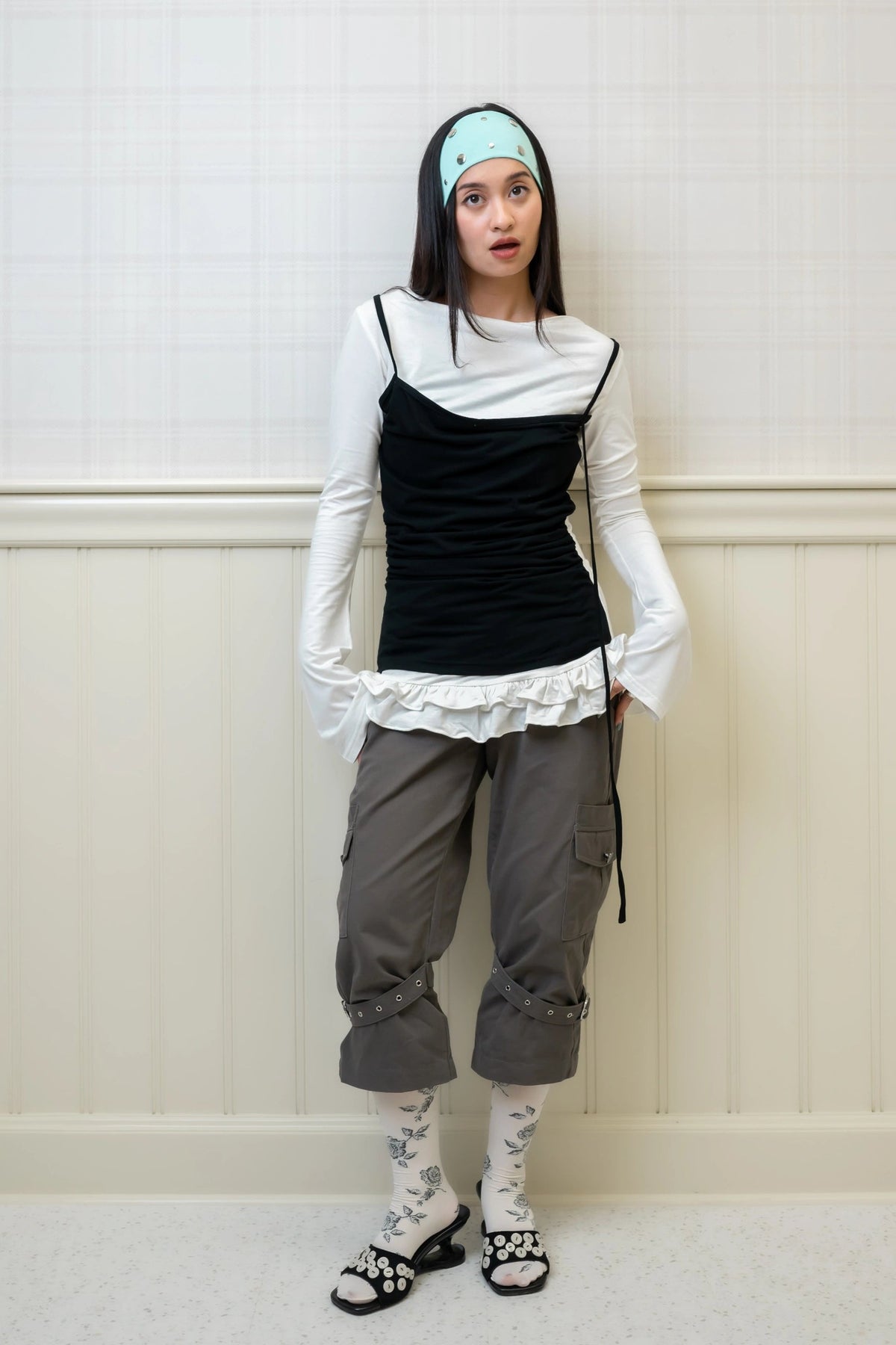 Ruffle Hem Layer Top White - Catha
