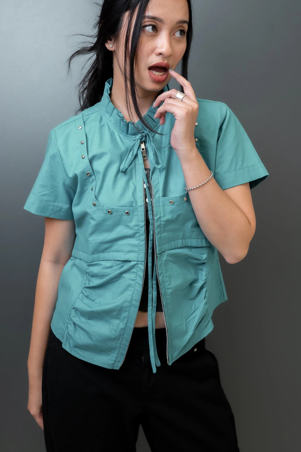 Blade Raffle Stud Top Teal - Catha