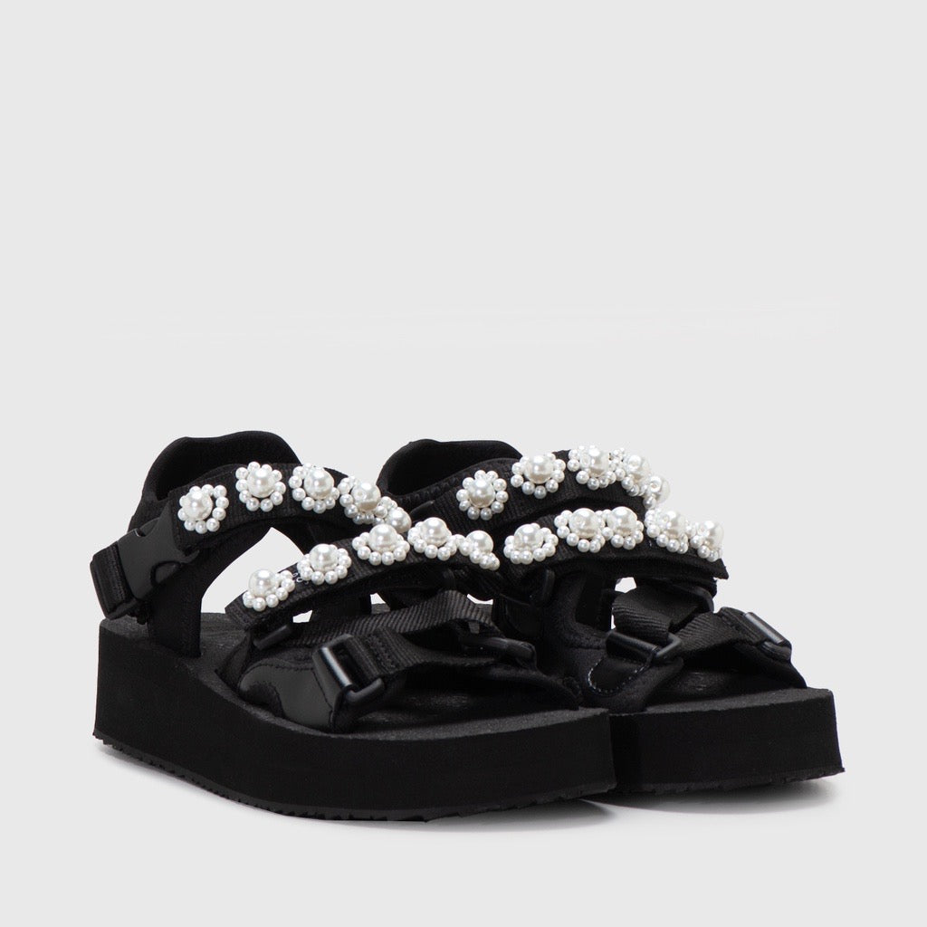 Charlotte Floral Pearl Platform Black - Adorable Projects