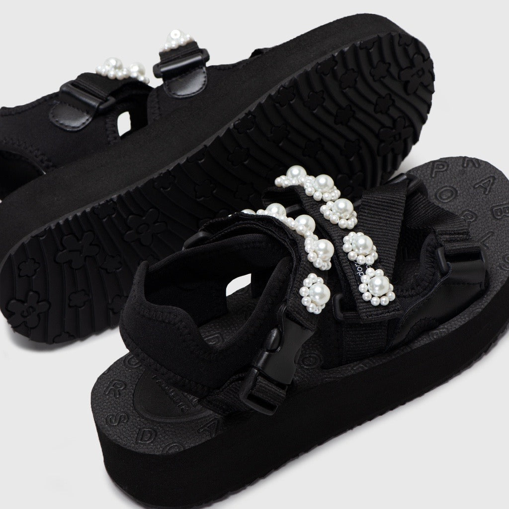 Charlotte Floral Pearl Platform Black - Adorable Projects