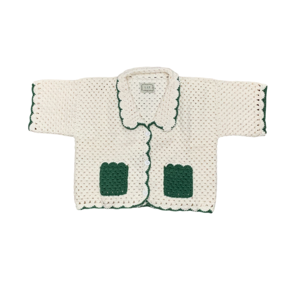 Zoe Crochet Cropped Shirt Green - LIT