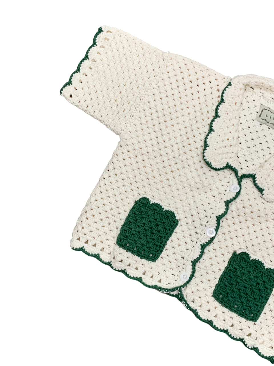 Zoe Crochet Cropped Shirt Green - LIT