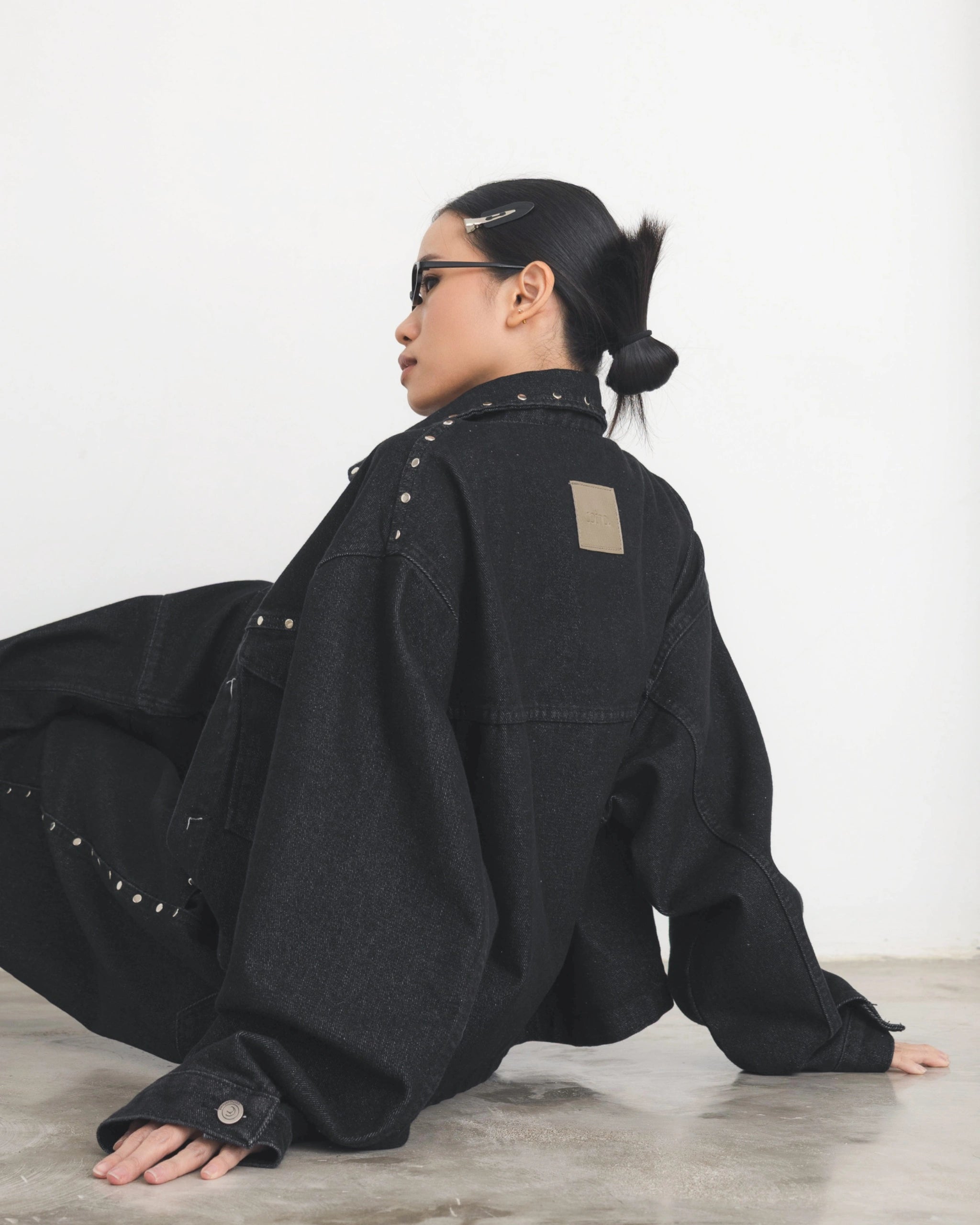 Oversized Rivet Denim Jacket - Catha