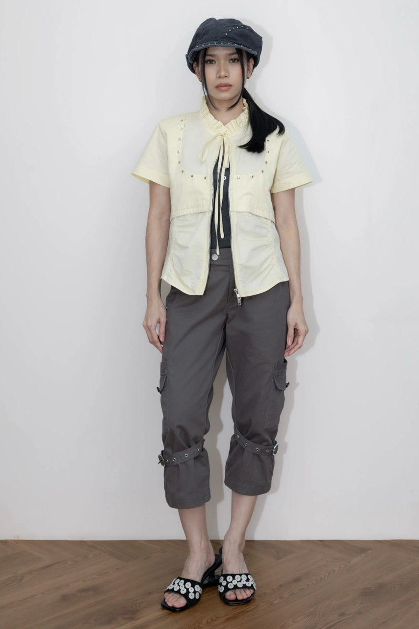 Strap Capri Pants Grey - Catha