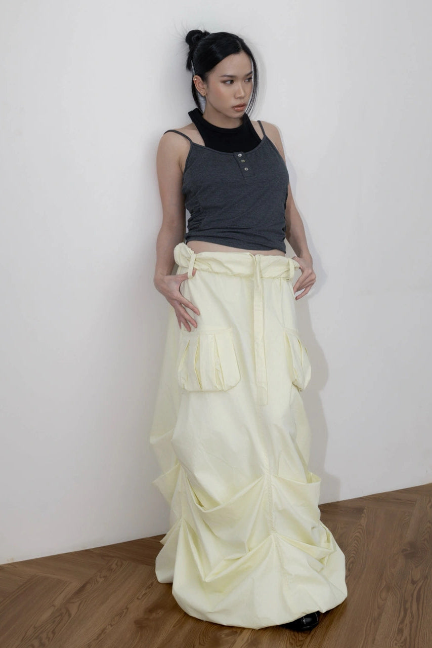 Roll Up Ballon Cargo Skirt Yellow - Catha
