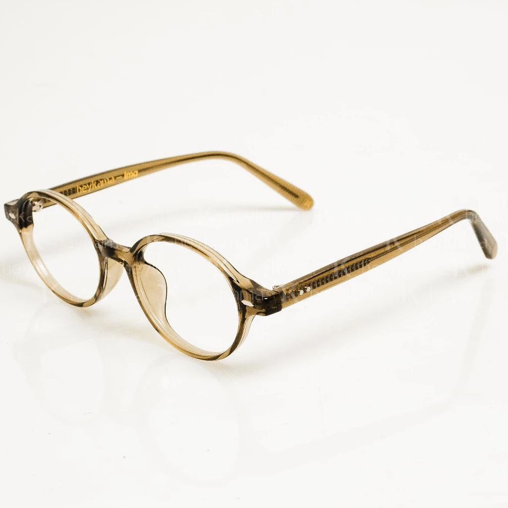 Dark green eyeglasses with round frame from Heykama named Ima