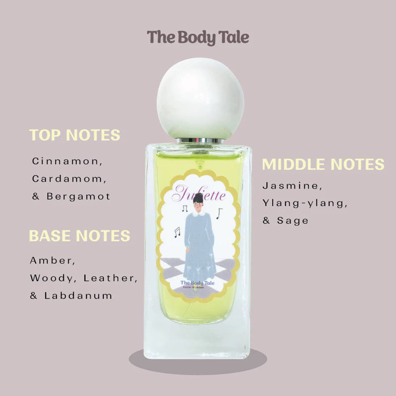 Juliette Extrait De Parfum by The Body Tale โ long-lasting parfume with cinnamon, floral, amber, and woody notes.