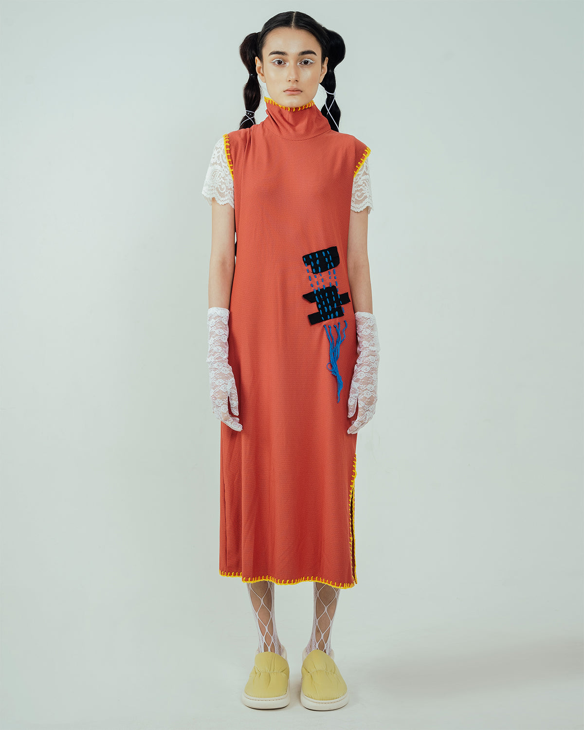 Pitchy Stitchy Slit Dress Red Wood - High On Life