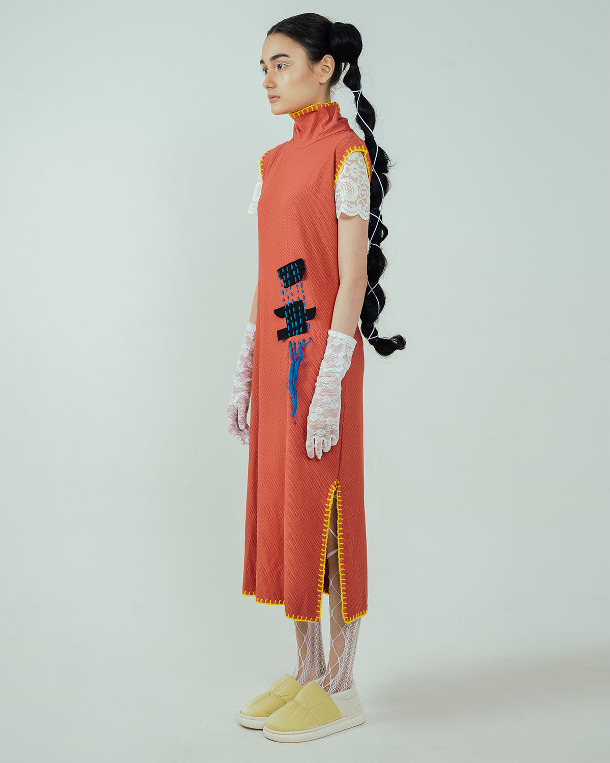 ​Pitchy Stitchy Slit Dress Red Wood - High On Life