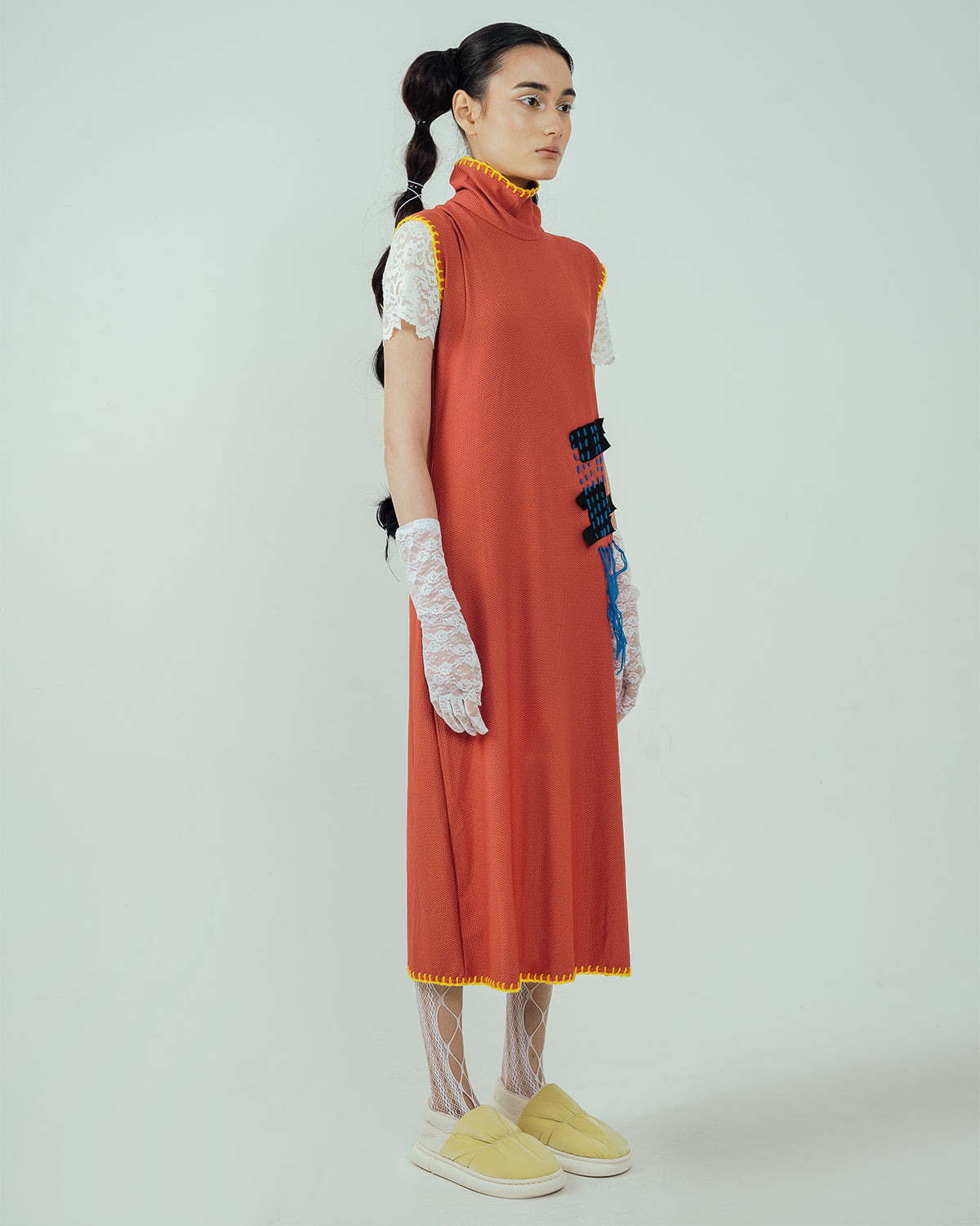 Pitchy Stitchy Slit Dress Red Wood - High On Life