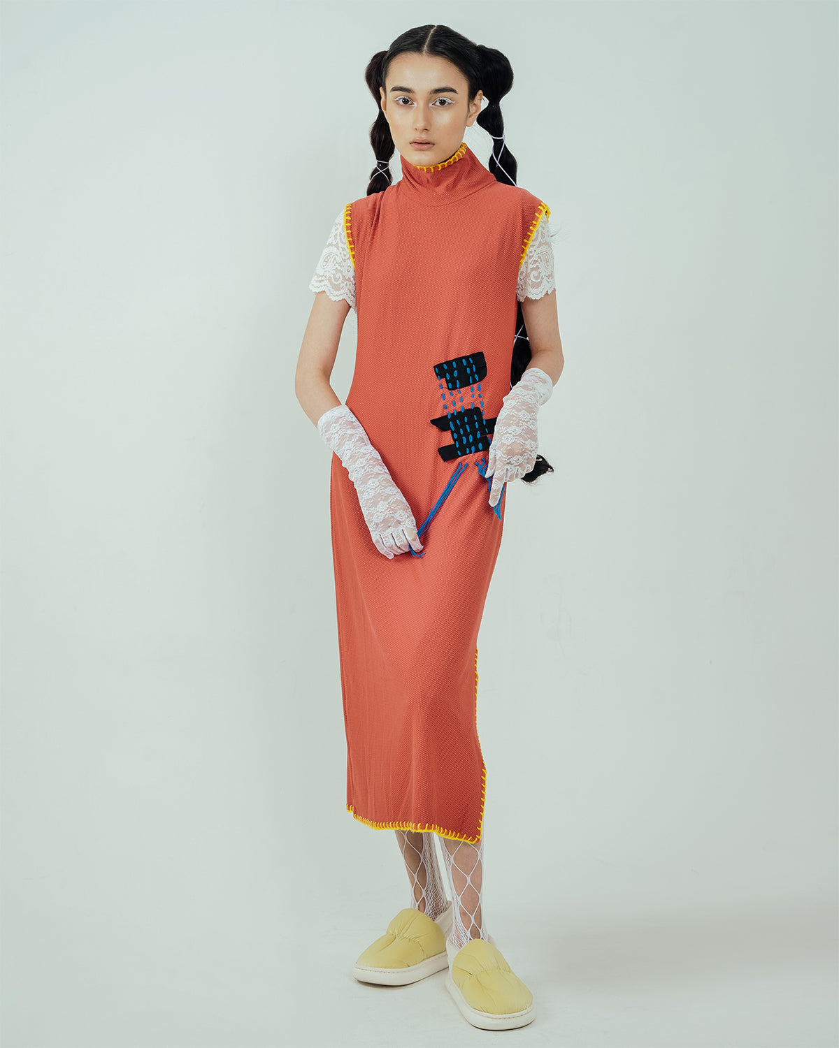 Pitchy Stitchy Slit Dress Red Wood - High On Life