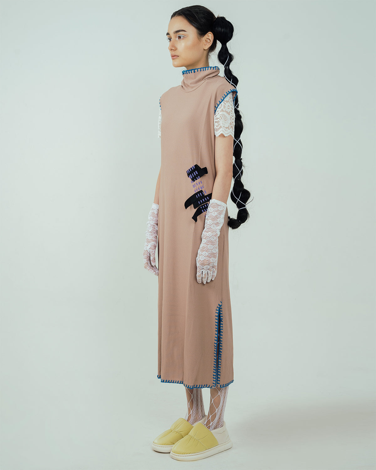 Pitchy Stitchy Slit Dress Cuban Sand - High On Life