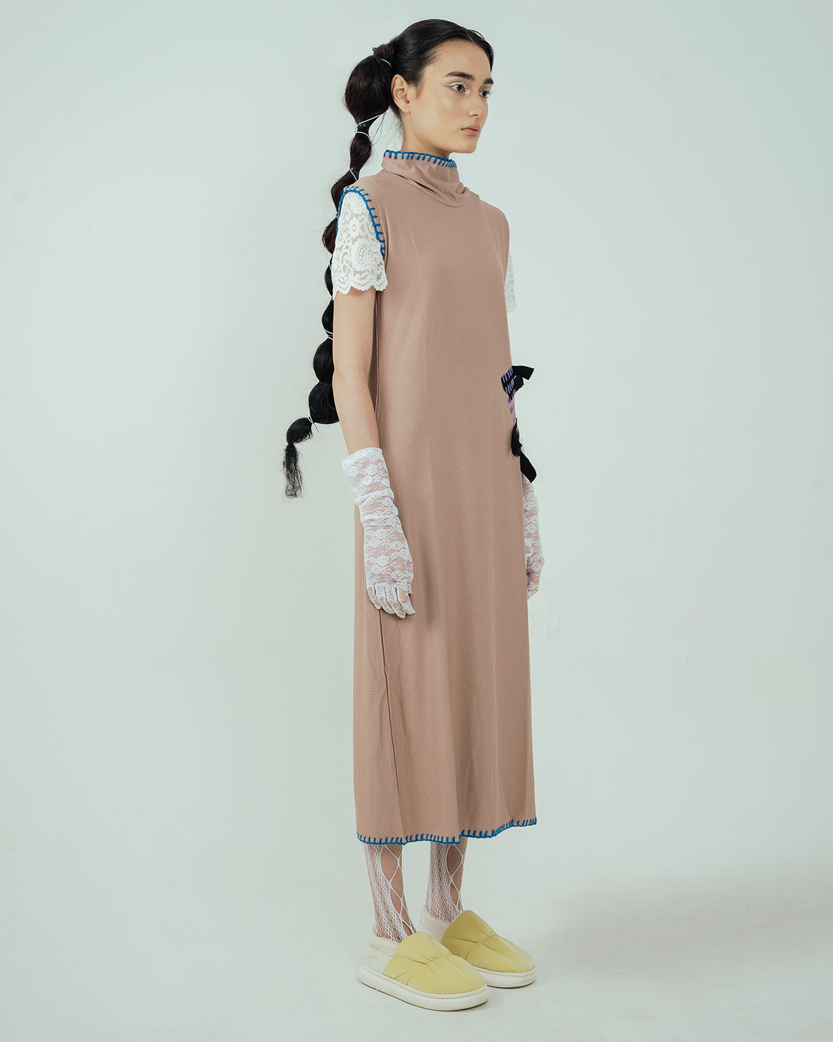 Pitchy Stitchy Slit Dress Cuban Sand - High On Life