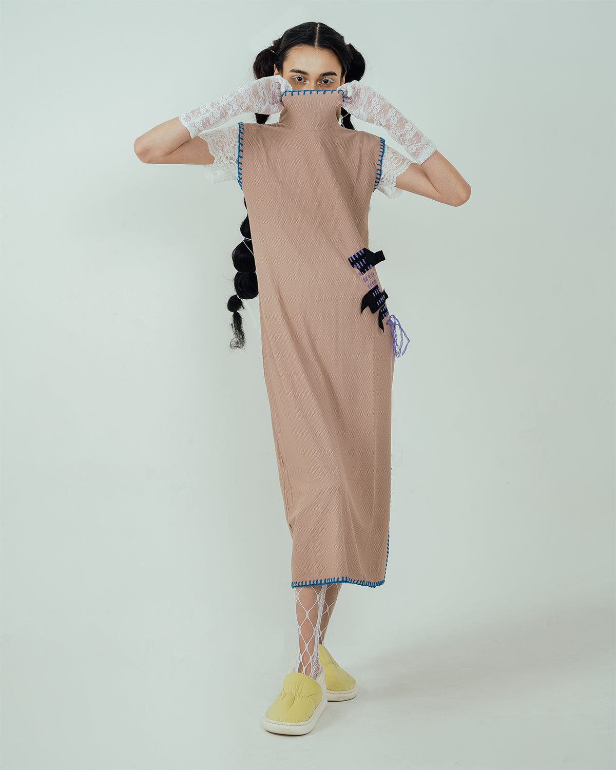 Pitchy Stitchy Slit Dress Cuban Sand - High On Life