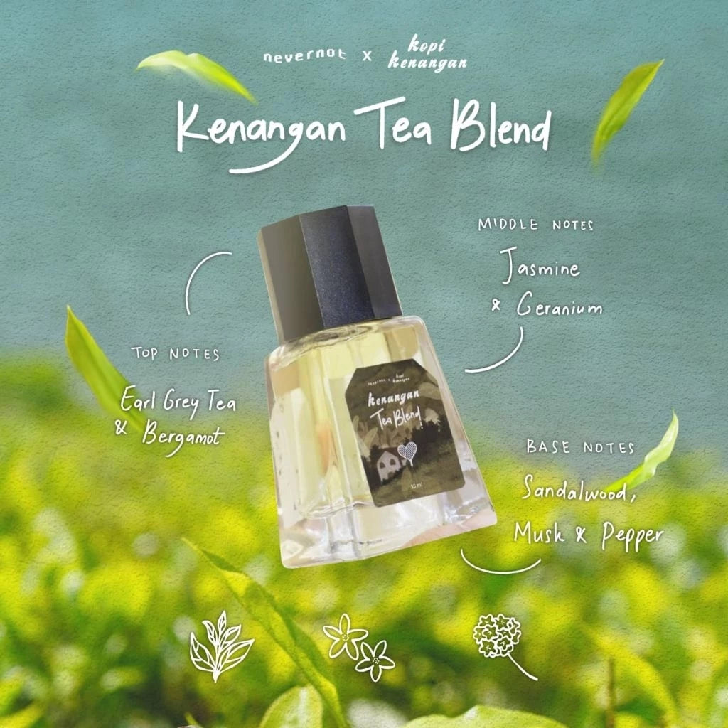 Kenangan Tea Blend extrait de perfume bottle with its scent profile text.