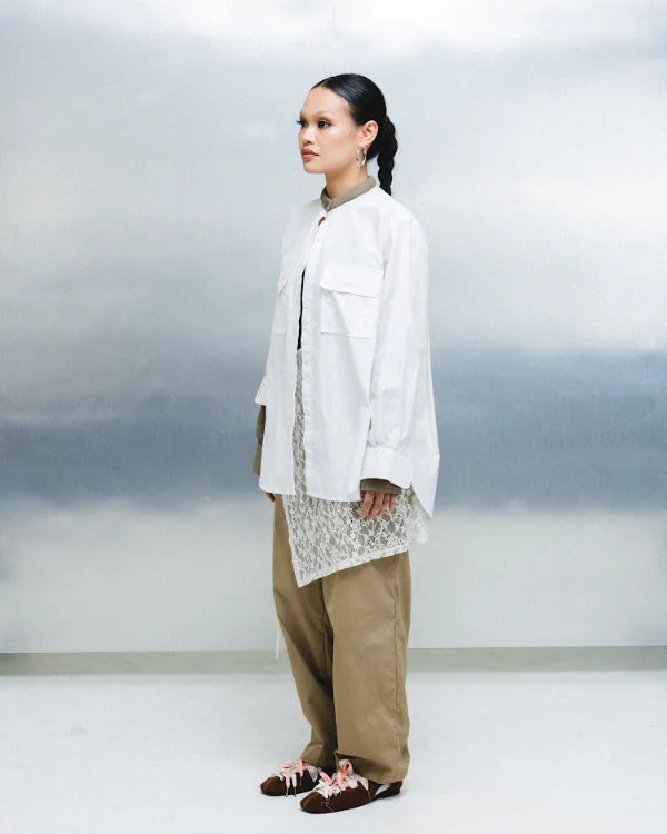 Layered Collar Shirt White - Wad Studio