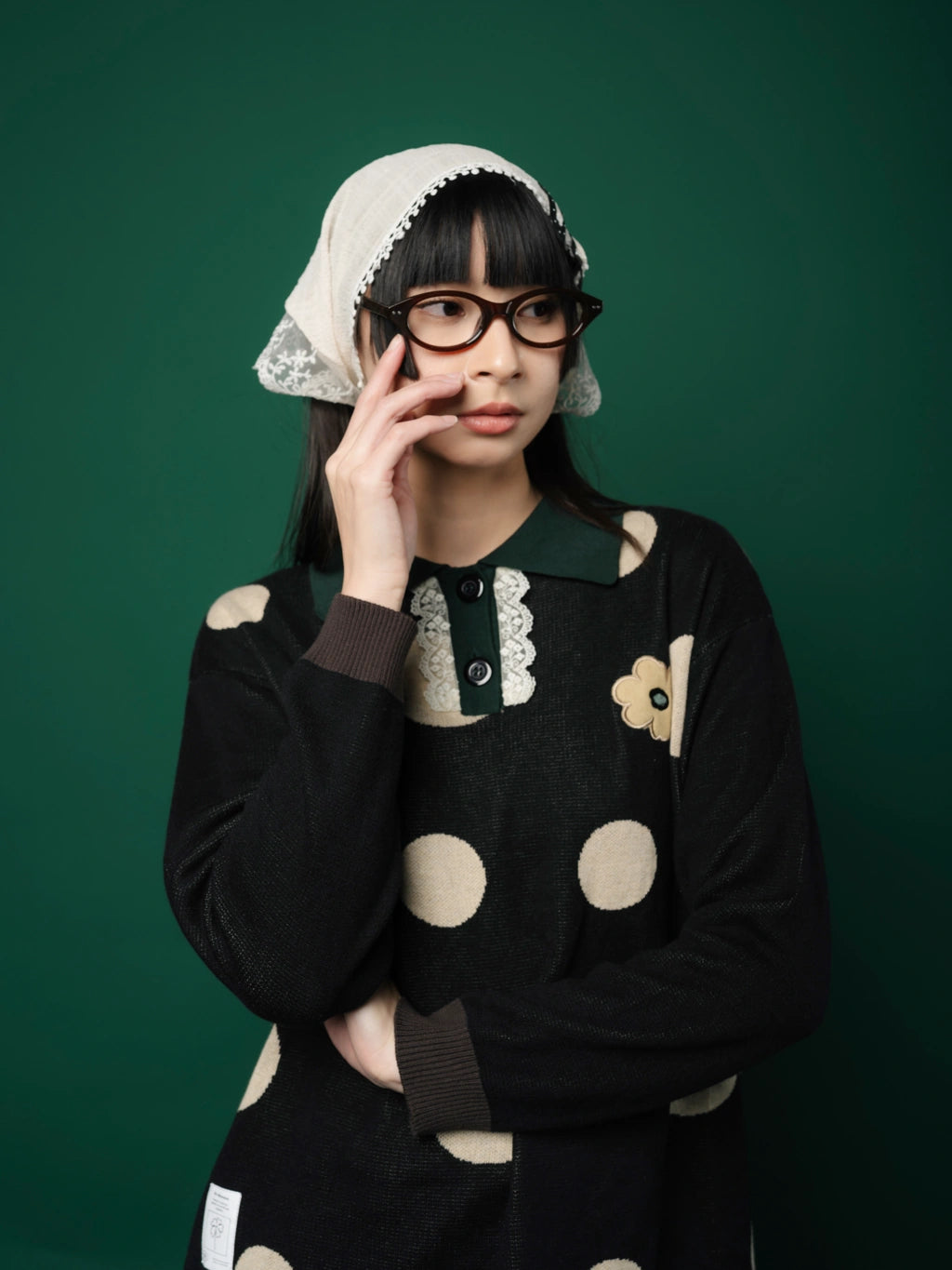 Migi Rugby Shirt Polkadot Black - Tome Ame