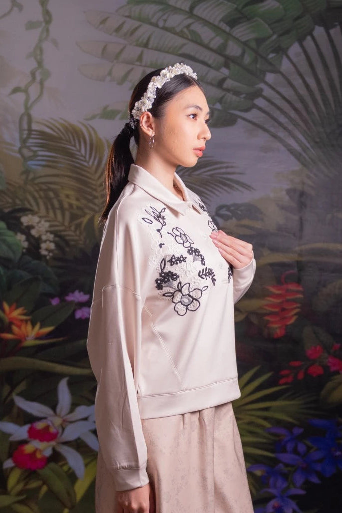Nonaetal Cattleya Whisper Top Longsleeve Cream - Nona