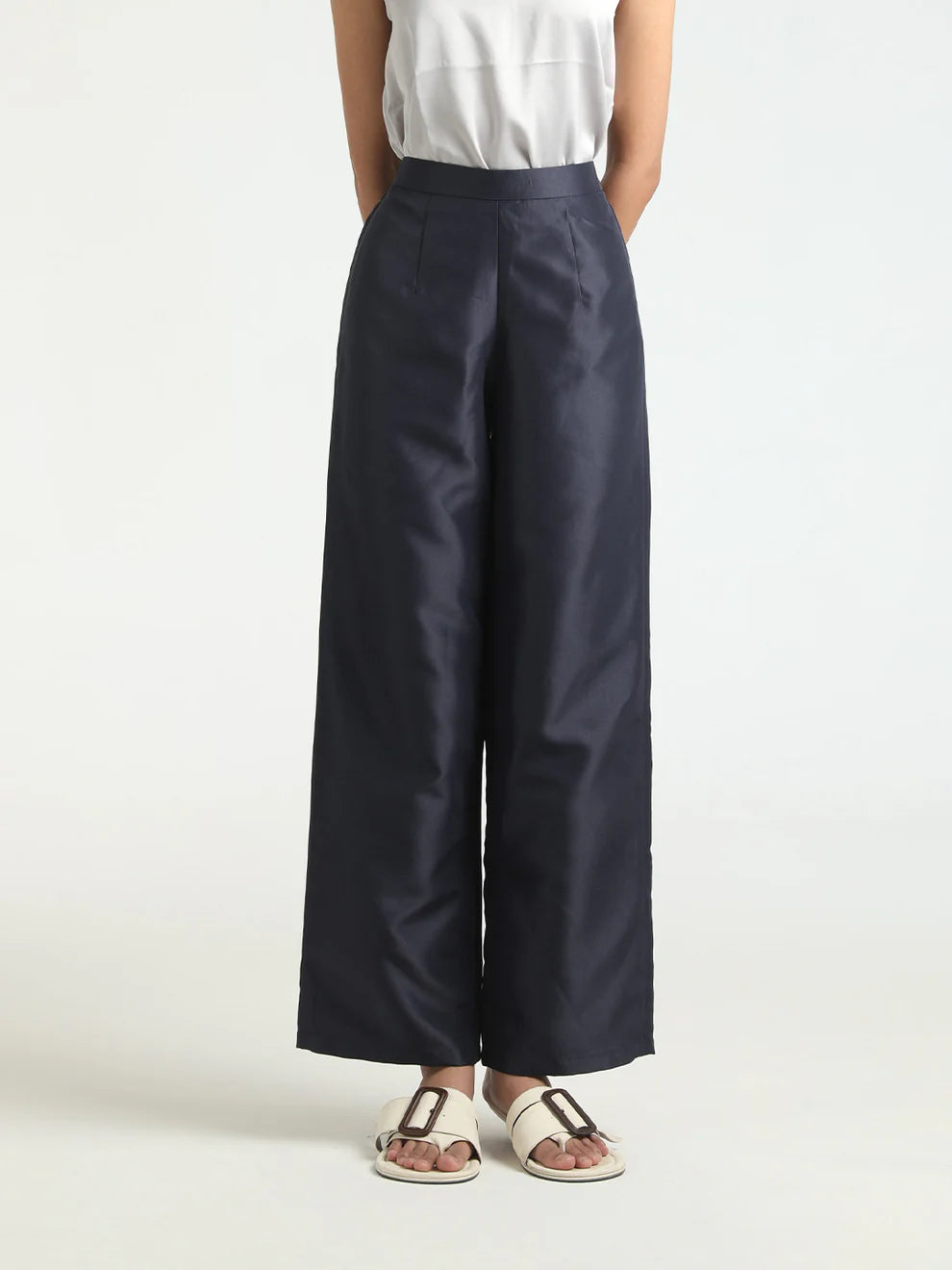 Satin Pants Navy - Senses Dua