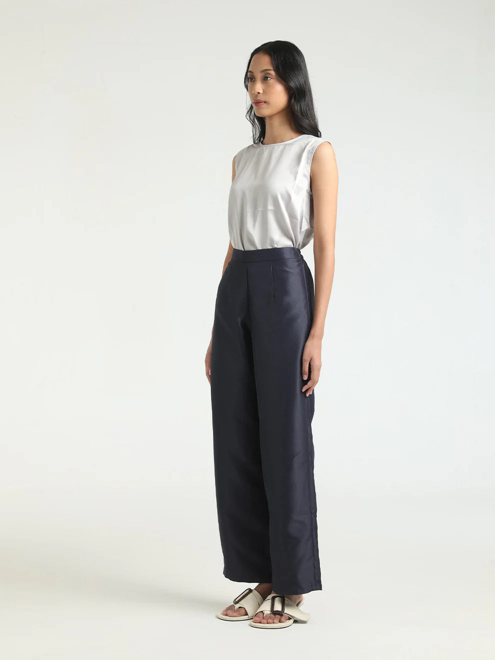 Satin Pants Navy - Senses Dua