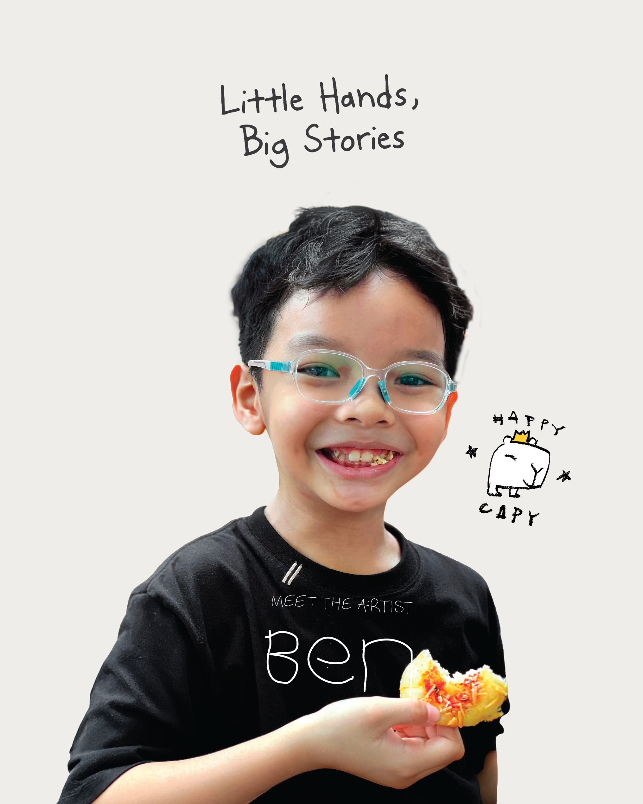 HGL Bambini - Little Artist Tees - Capibara White - Krem