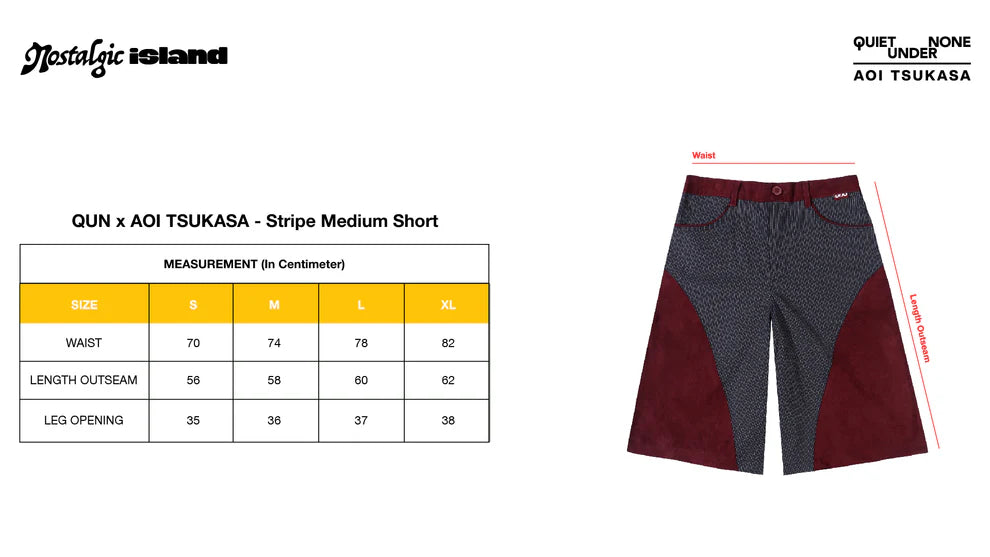 X Tsukasa Stripe Medium Shorts Maroon - Quiet Under None