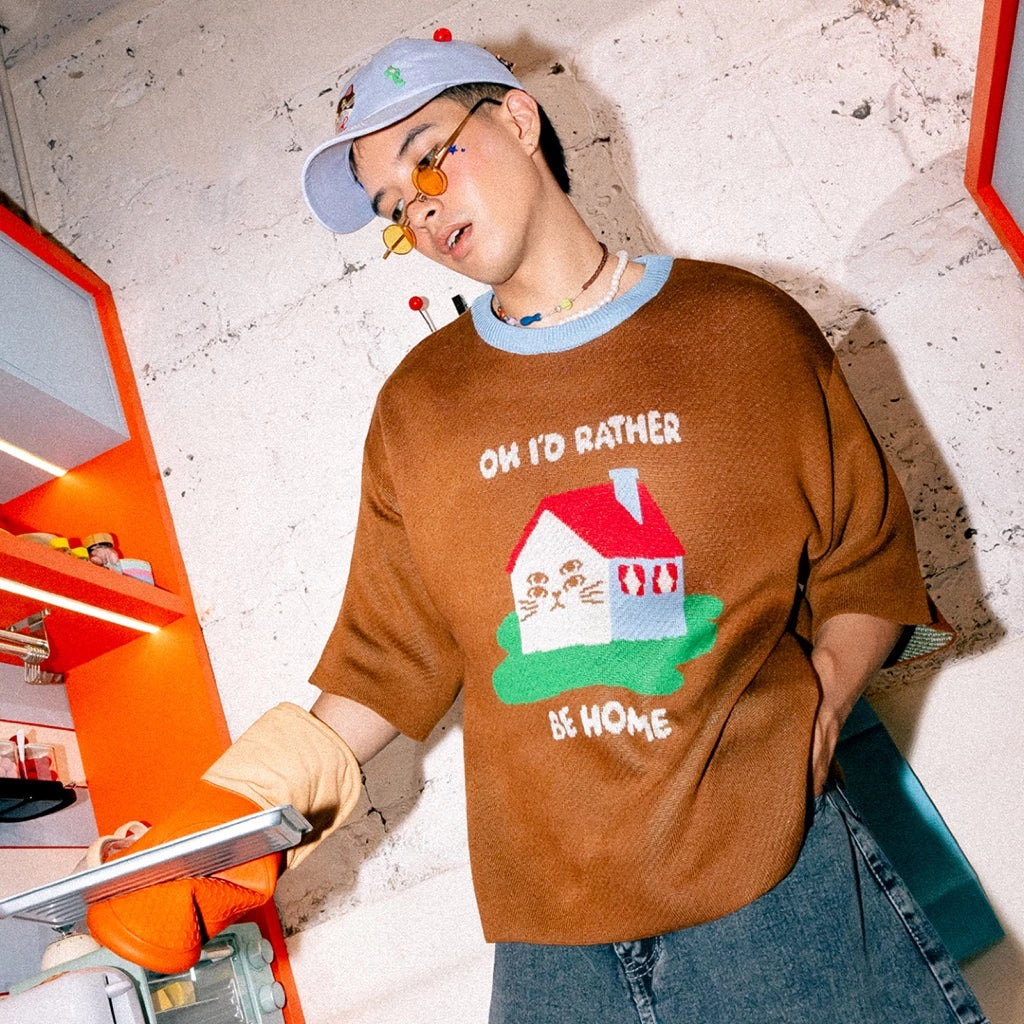 Rather Be Home Knitted T-Shirt - Oh.Irv