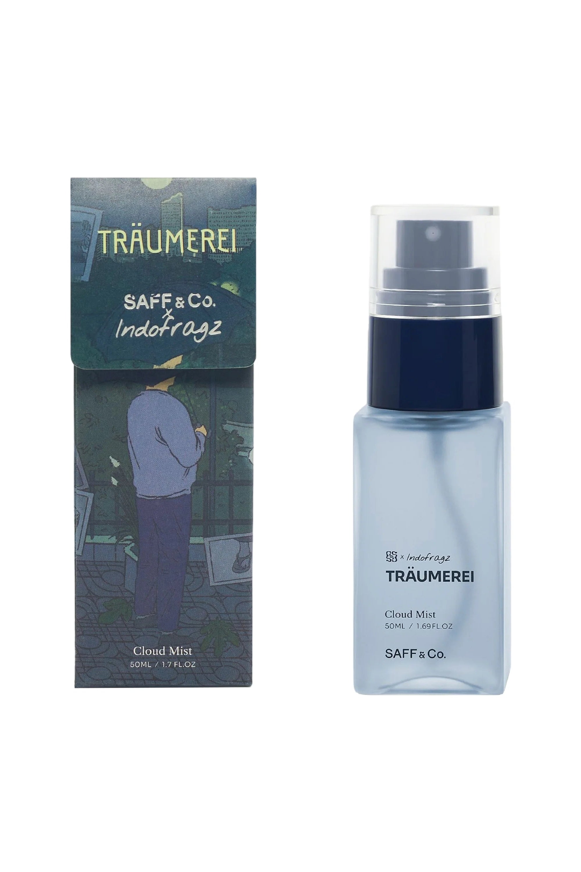 Träumerei body mist bottle and packaging by Saff n Co on a white background