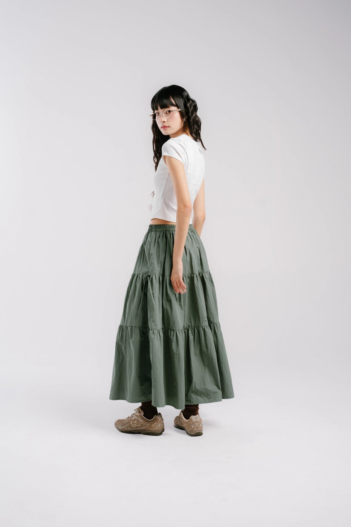 Sena Long Skirt Olive - Tome Ame