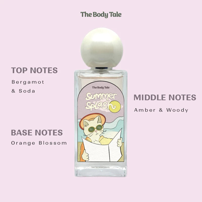 Summer Splash Extrait De Parfum by The Body Tale – energizing citrus woody extrait de parfum with bergamot, amber, and orange blossom.