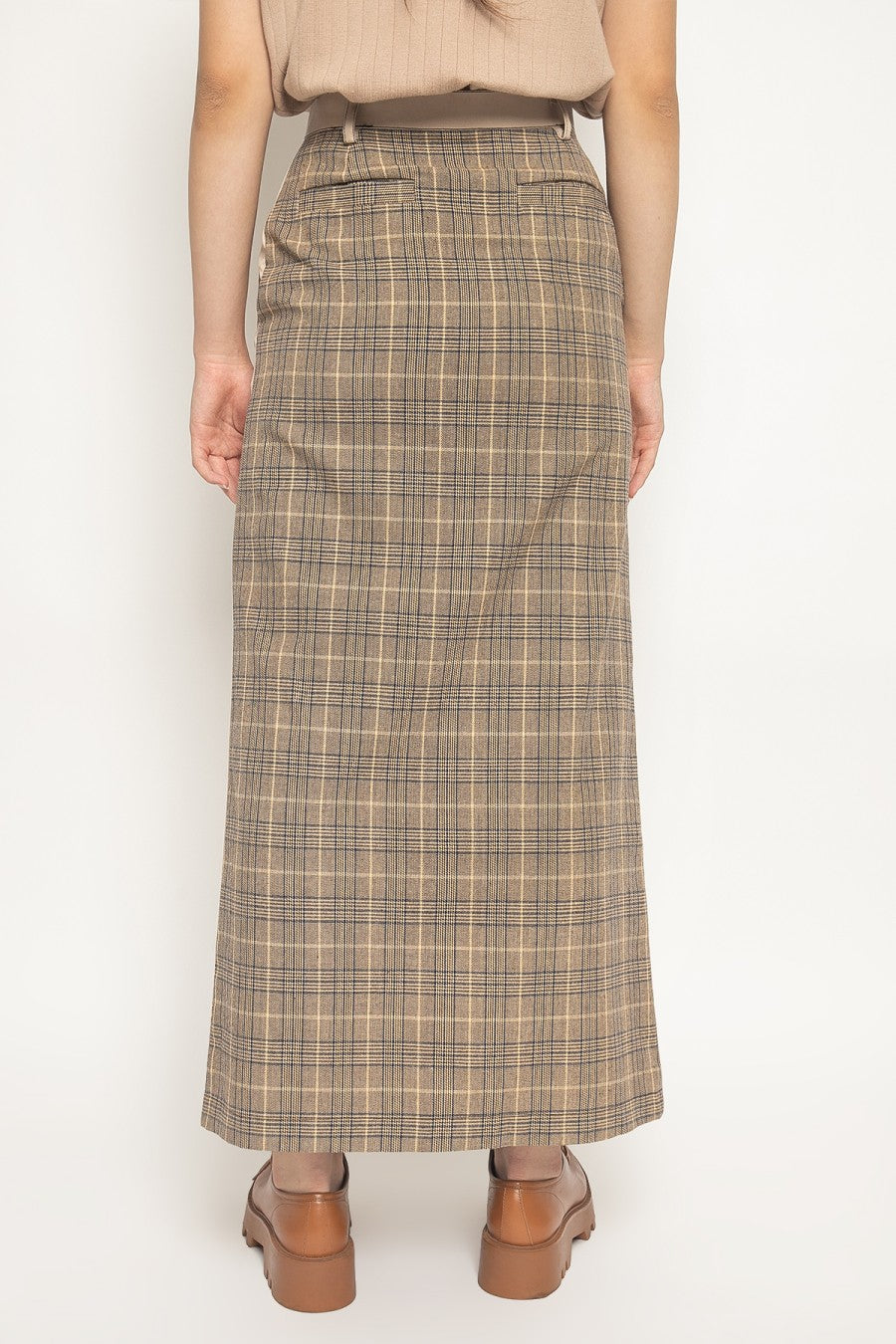 Two Toned Maxi Skirt Beige - Alexalexa