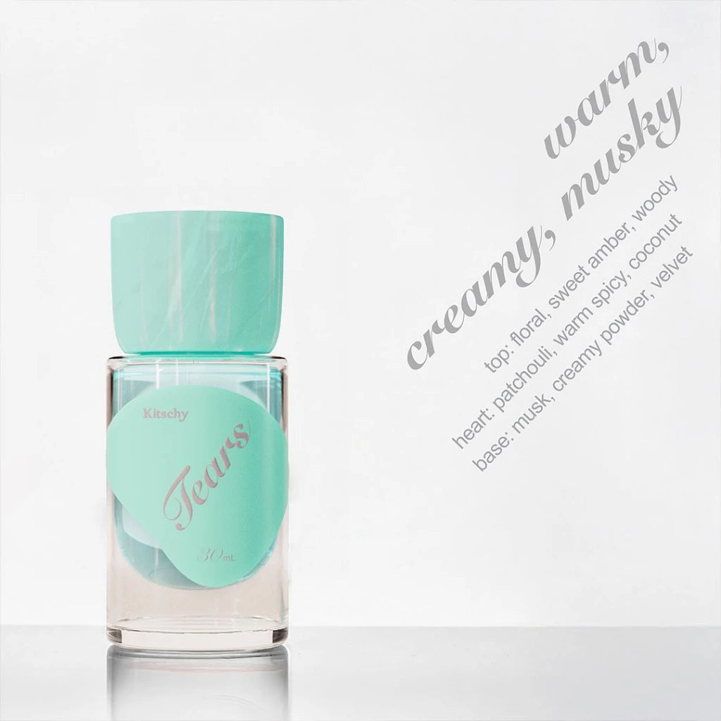 Tears Extrait De Parfum by Kitschy – 30ml creamy, warm, musky fragrance with floral, amber, coconut, and musk notes.