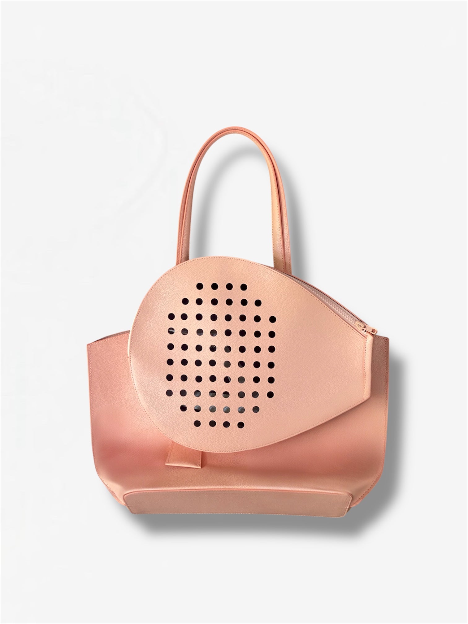 Peach designer tote bag from Masagi with padel racket carrier, dual handles, and modern minimalist style.