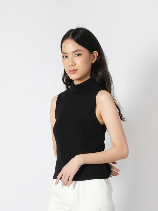 Turtle Sleeveless Knit Black - Thenblank