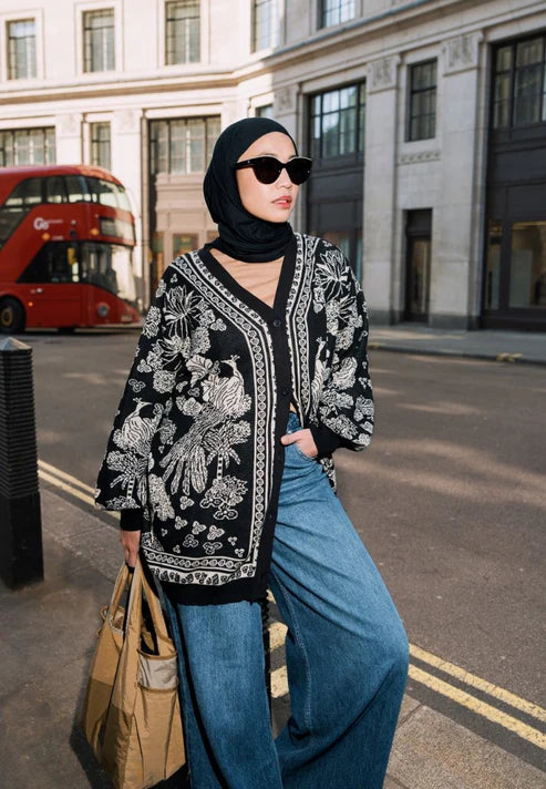 Nonaetal Greta Heritage Knit Cardigan Oversized - Nona