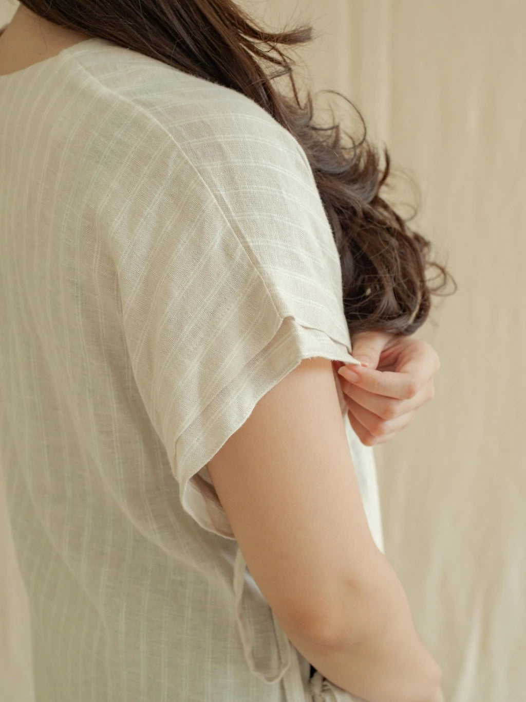 Vest Samara - Salur Krem - Labuan Linen Wear